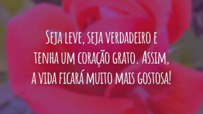 Seja leve, seja verdadeiro e tenha um coração grato. Assim, a vida ficará muito mais gostosa!