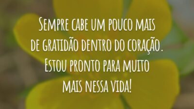 Sempre cabe um pouco mais de gratidão dentro do coração. Estou pronto para muito mais nessa vida!