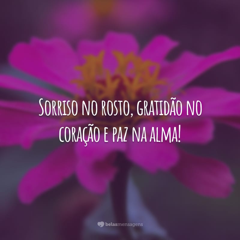 Sorriso no rosto, gratidão no coração e paz na alma!