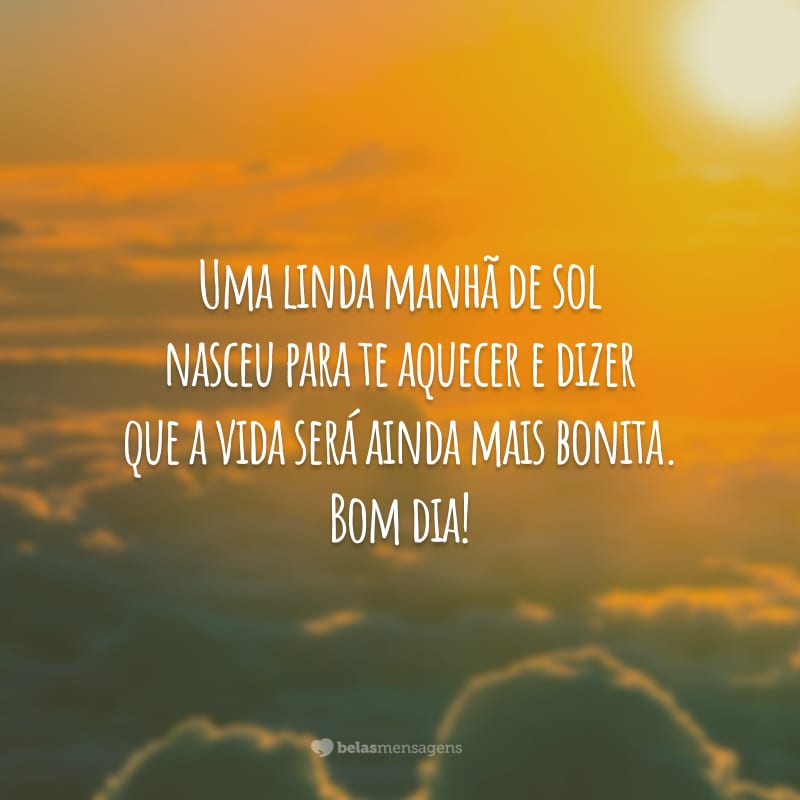 Uma linda manhã de sol nasceu para te aquecer e dizer que a vida será ainda mais bonita. Bom dia!