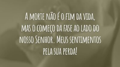 A morte não é o fim da vida, mas o começo da fase ao lado do nosso Senhor. Meus sentimentos pela sua perda!