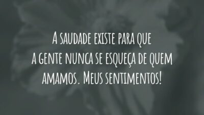 A saudade existe para que a gente nunca se esqueça de quem amamos. Meus sentimentos!