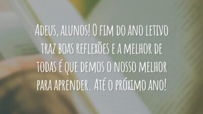 Adeus, alunos! O fim do ano letivo traz boas reflexões e a melhor de todas é que demos o nosso melhor para aprender. Até o próximo ano!