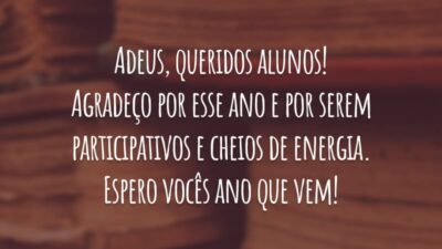 Adeus, queridos alunos! Agradeço por esse ano e por serem participativos e cheios de energia. Espero vocês ano que vem!