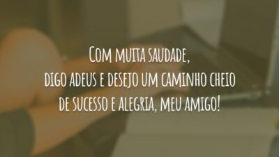 Com muita saudade, digo adeus e desejo um caminho cheio de sucesso e alegria, meu amigo!