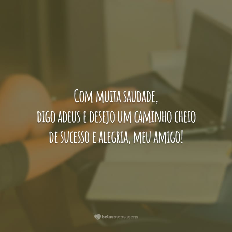 Com muita saudade, digo adeus e desejo um caminho cheio de sucesso e alegria, meu amigo!