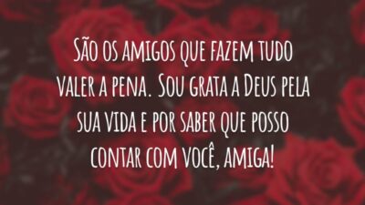 São os amigos que fazem tudo valer a pena. Sou grata a Deus pela sua vida e por saber que posso contar com você, amiga!