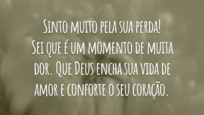 Sinto muito pela sua perda! Sei que é um momento de muita dor. Que Deus encha sua vida de amor e conforte o seu coração.