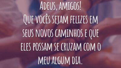Adeus, amigos! Que vocês sejam felizes em seus novos caminhos e que eles possam se cruzam com o meu algum dia.