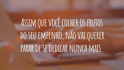 Assim que você colher os frutos do seu empenho, não vai querer parar de se dedicar nunca mais.
