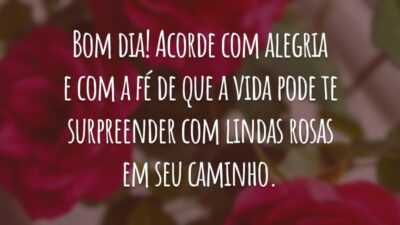 Bom dia! Acorde com alegria e com a fé de que a vida pode te surpreender com lindas rosas em seu caminho.