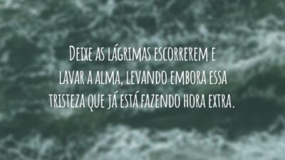 Deixe as lágrimas escorrerem e lavar a alma, levando embora essa tristeza que já está fazendo hora extra.