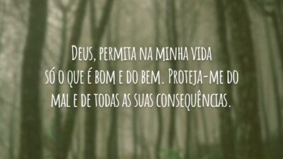 Deus, permita na minha vida só o que é bom e do bem. Proteja-me do mal e de todas as suas consequências.