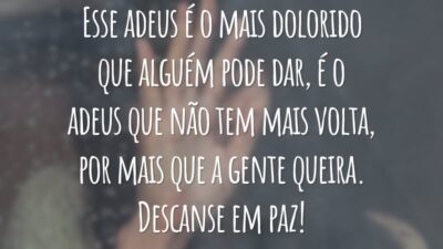 Esse adeus é o mais dolorido que alguém pode dar, é o adeus que não tem mais volta, por mais que a gente queira. Descanse em paz!