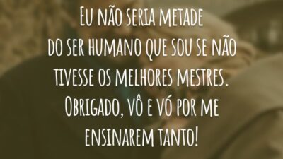 Eu não seria metade do ser humano que sou se não tivesse os melhores mestres. Obrigado, vô e vó por me ensinarem tanto!