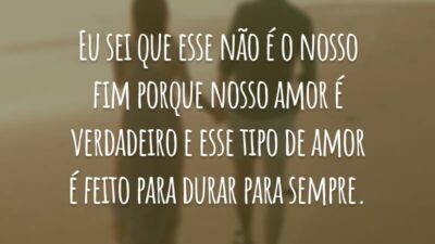 Eu sei que esse não é o nosso fim porque nosso amor é verdadeiro e esse tipo de amor é feito para durar para sempre.