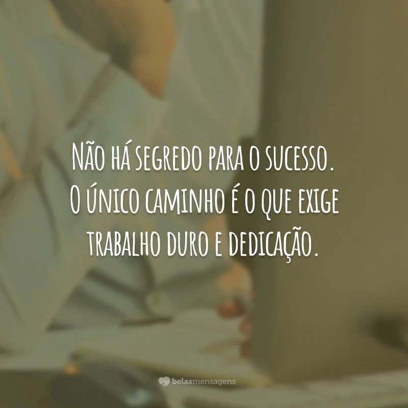 Não há segredo para o sucesso. O único caminho é o que exige trabalho duro e dedicação.