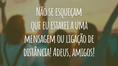 Não se esqueçam que eu estarei a uma mensagem ou ligação de distância! Adeus, amigos!