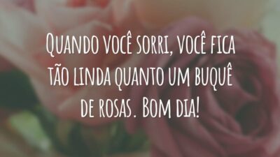 Quando você sorri, você fica tão linda quanto um buquê de rosas. Bom dia!