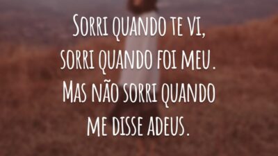 Sorri quando te vi, sorri quando foi meu. Mas não sorri quando me disse adeus.