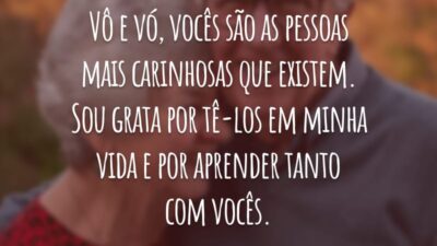Vô e vó, vocês são as pessoas mais carinhosas que existem. Sou grata por tê-los em minha vida e por aprender tanto com vocês.