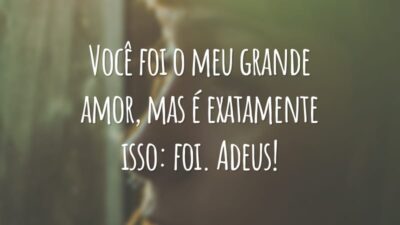 Você foi o meu grande amor, mas é exatamente isso: foi. Adeus!