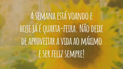 A semana está voando e hoje já é quarta-feira. Não deixe de aproveitar a vida ao máximo e ser feliz sempre!