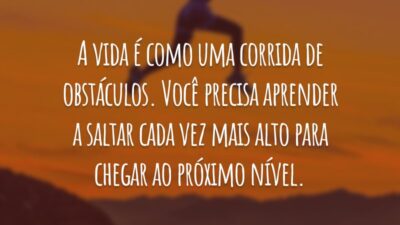 A vida é como uma corrida de obstáculos. Você precisa aprender a saltar cada vez mais alto para chegar ao próximo nível.