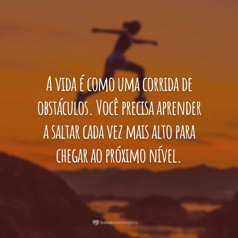 A vida é como uma corrida de obstáculos. Você precisa aprender a saltar cada vez mais alto para chegar ao próximo nível.