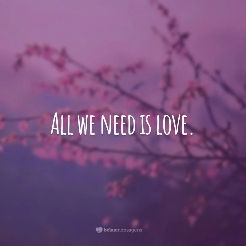 All we need is love. (Tudo o que precisamos é amor.)