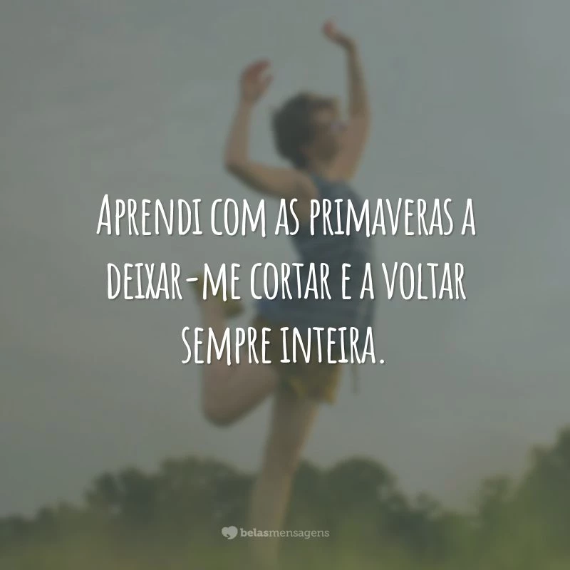 Aprendi com as primaveras a deixar-me cortar e a voltar sempre inteira.