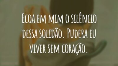 Ecoa em mim o silêncio dessa solidão. Pudera eu viver sem coração.