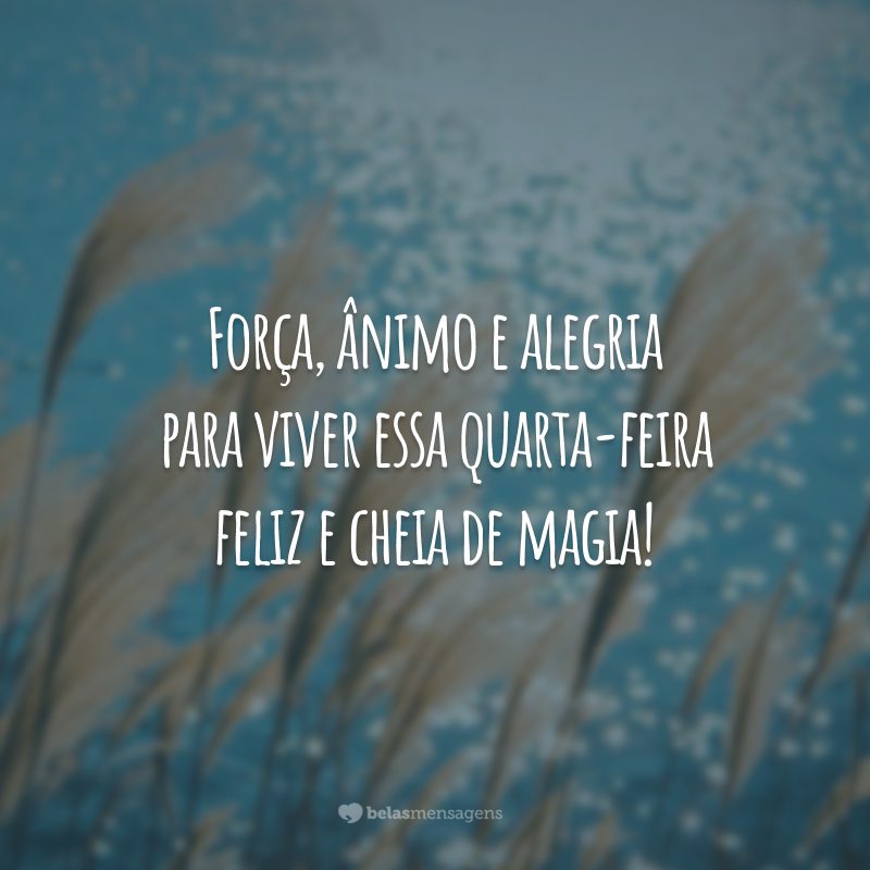 Força, ânimo e alegria para viver essa quarta-feira feliz e cheia de magia!