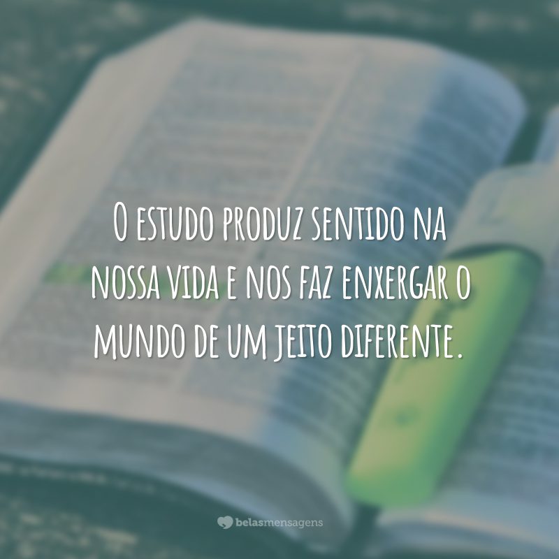 O estudo produz sentido na nossa vida e nos faz enxergar o mundo de um jeito diferente.