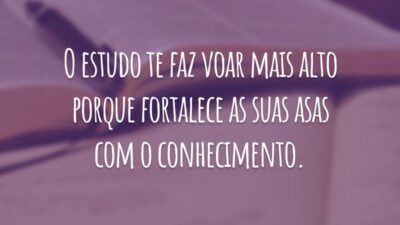 O estudo te faz voar mais alto porque fortalece as suas asas com o conhecimento.