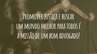 Promover justiça e buscar um mundo melhor para todos é a missão de um bom advogado!