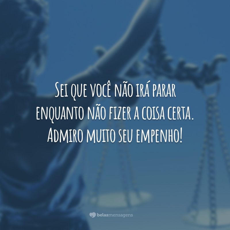 Sei que você não irá parar enquanto não fizer a coisa certa. Admiro muito seu empenho!