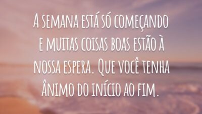 A semana está só começando e muitas coisas boas estão à nossa espera. Que você tenha ânimo do início ao fim.