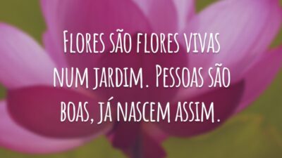 Flores são flores vivas num jardim. Pessoas são boas, já nascem assim.