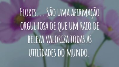 Flores... São uma afirmação orgulhosa de que um raio de beleza valoriza todas as utilidades do mundo.