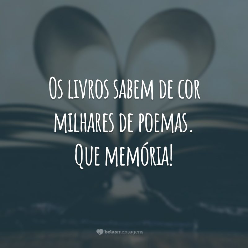 Os livros sabem de cor milhares de poemas. Que memória!