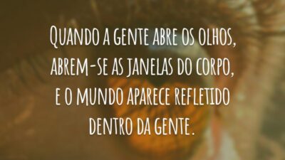 Quando a gente abre os olhos, abrem-se as janelas do corpo, e o mundo aparece refletido dentro da gente.