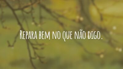 Repara bem no que não digo.