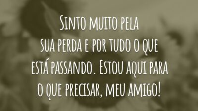Sinto muito pela sua perda e por tudo o que está passando. Estou aqui para o que precisar, meu amigo!