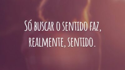 Só buscar o sentido faz, realmente, sentido.