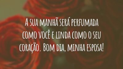 A sua manhã será perfumada como você e linda como o seu coração. Bom dia, minha esposa!