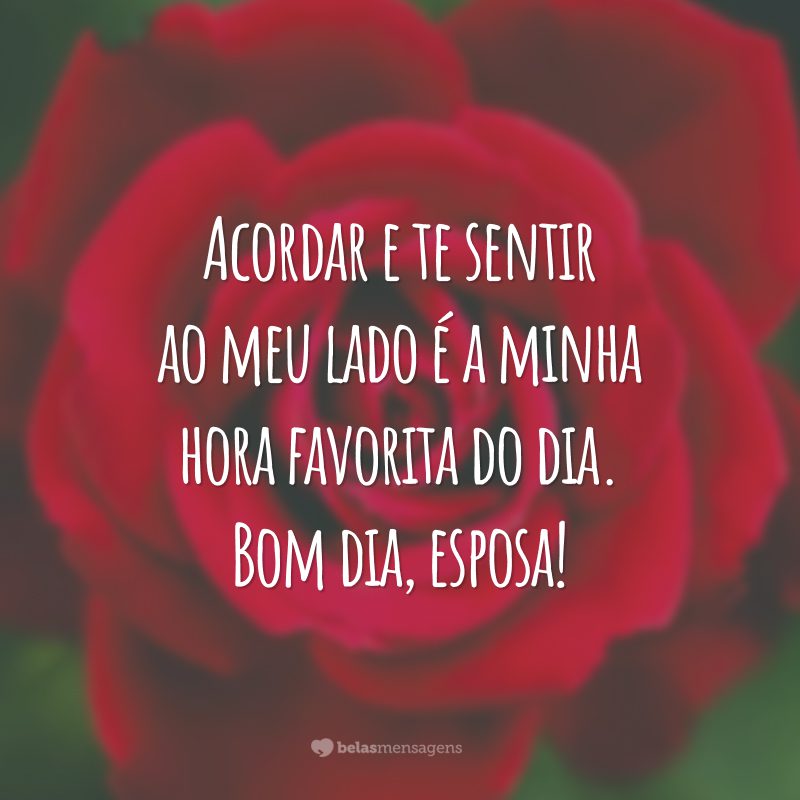 Acordar e te sentir ao meu lado é a minha hora favorita do dia. Bom dia, esposa!