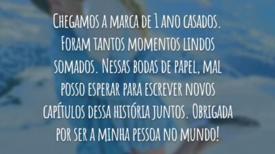 Chegamos a marca de 1 ano casados. Foram tantos momentos lindos somados. Nessas bodas de papel, mal posso esperar para escrever novos capítulos dessa história juntos. Obrigada por ser a minha pessoa no mundo!