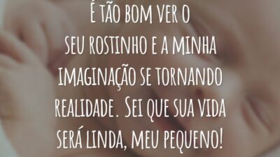 É tão bom ver o seu rostinho e a minha imaginação se tornando realidade. Sei que sua vida será linda, meu pequeno!