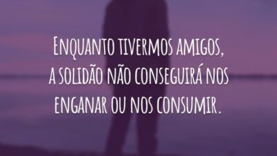 Enquanto tivermos amigos, a solidão não conseguirá nos enganar ou nos consumir.